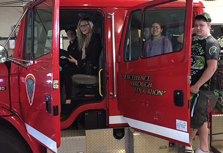 Students in Fire Truck