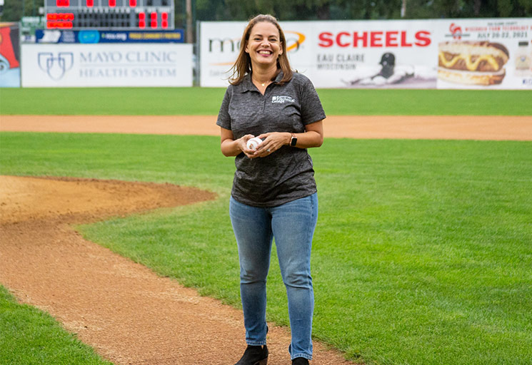 Sunem Beaton-Garcia Throwing the First Pitch