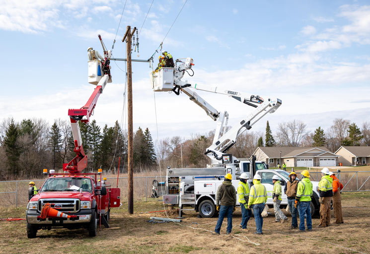 Image: Electrifying education: Line workers gather at CVTC to brush up on skills