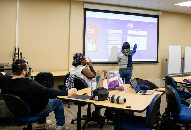 Students at college in the arts and entertainment club