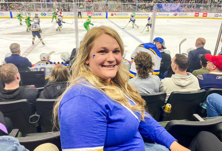 Woman at a hockey game