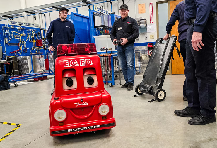 Freddie the red, remote control fire truck with Eau Claire Fire Department