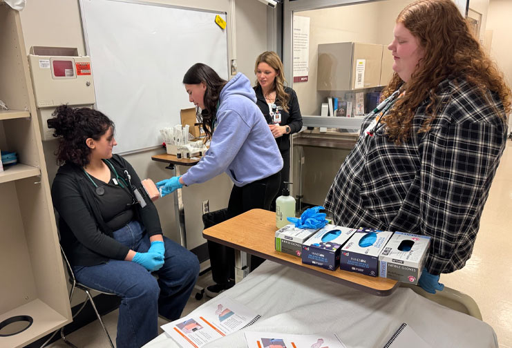 High school students at CVTC learning about the nursing profession.